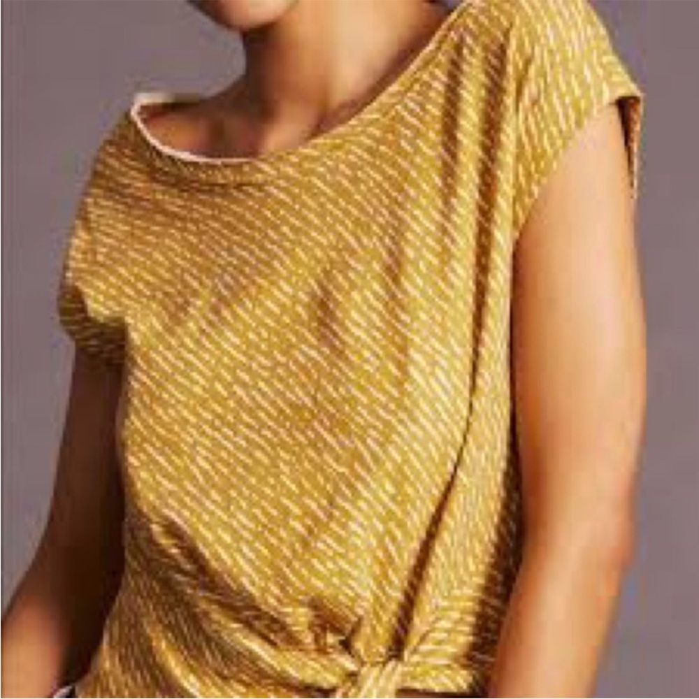 Anthropologie Tie Front Patterned Top
